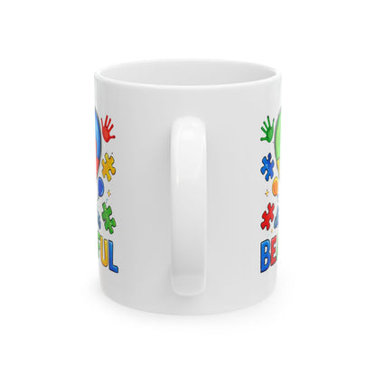 "Different Is Beautiful" Colorful Heart Mug